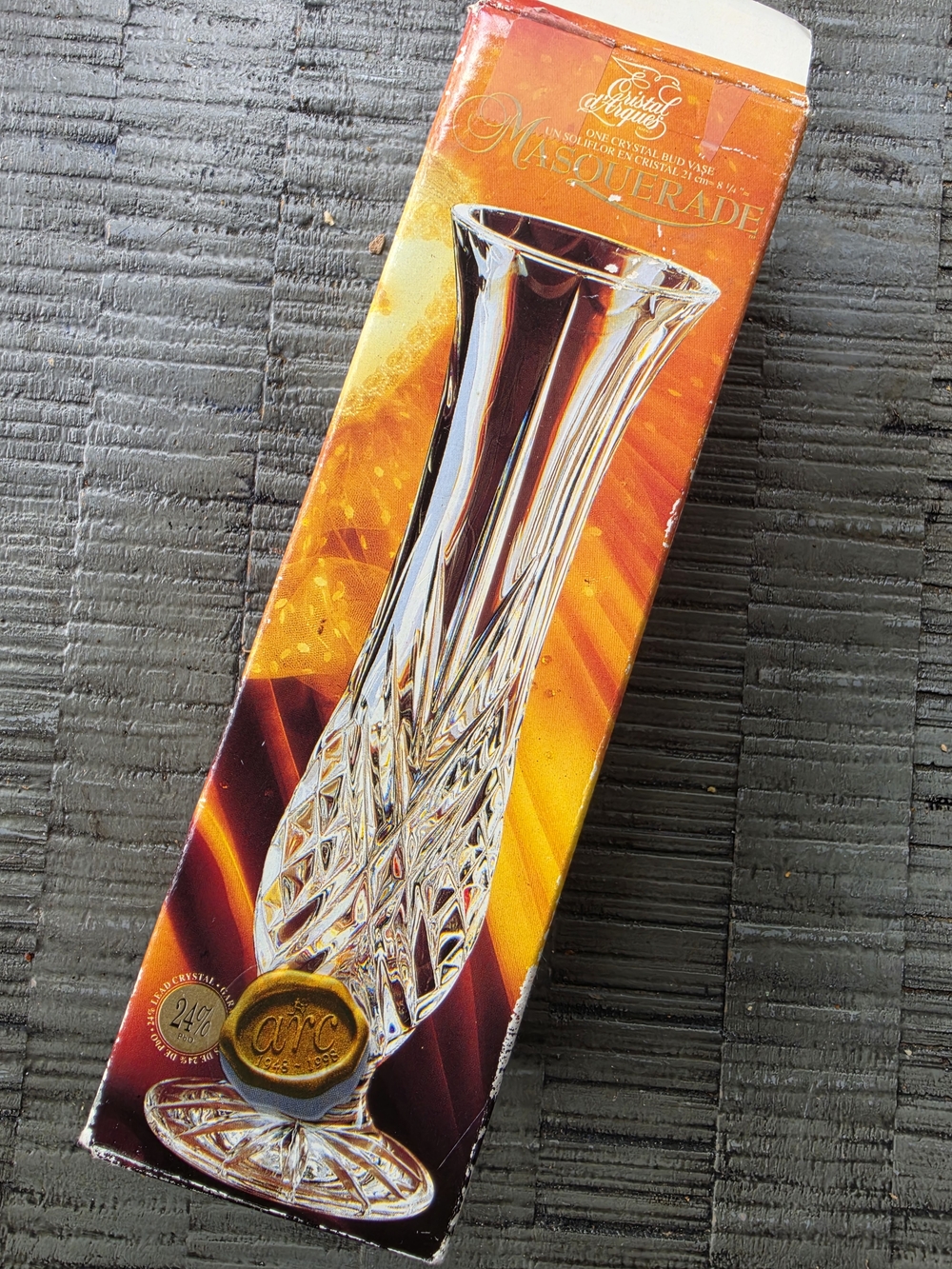 Vintage Cristal D’Arques Masquerade 24%PbO Lead Crystal Bud Vase 7” MadeInFrance